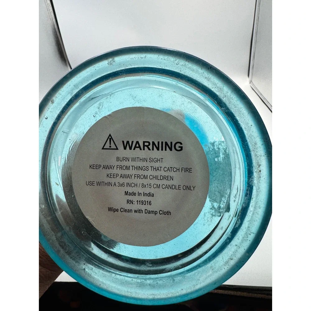 Turquoise Blue Glass Pillar Candlestick Holder‎ Orb Stem 11.5 Inch RN 119316